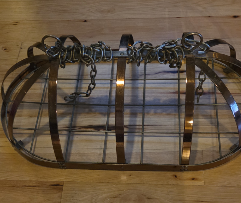 vintage looks like copper hanging pot holder 35" x 20"