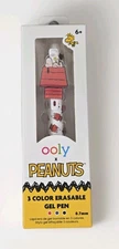 NEW Peanuts Snoopy 3 Color Erasable Gel Pen By Ooly Red Blue Black Collector 