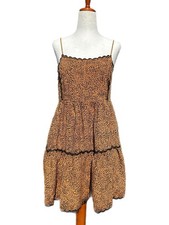 Urban Outfitters Hanna Rayon Tiered Scallop Babydoll Mini Dress In Leopard Print