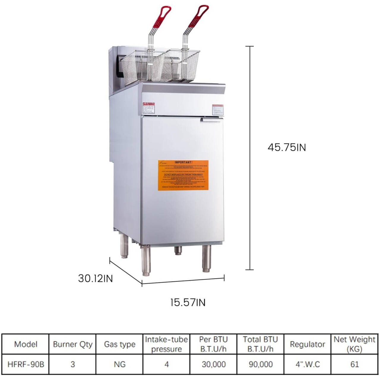 3/4/5 Burners Commercial Floor Fryer With 2 Basket