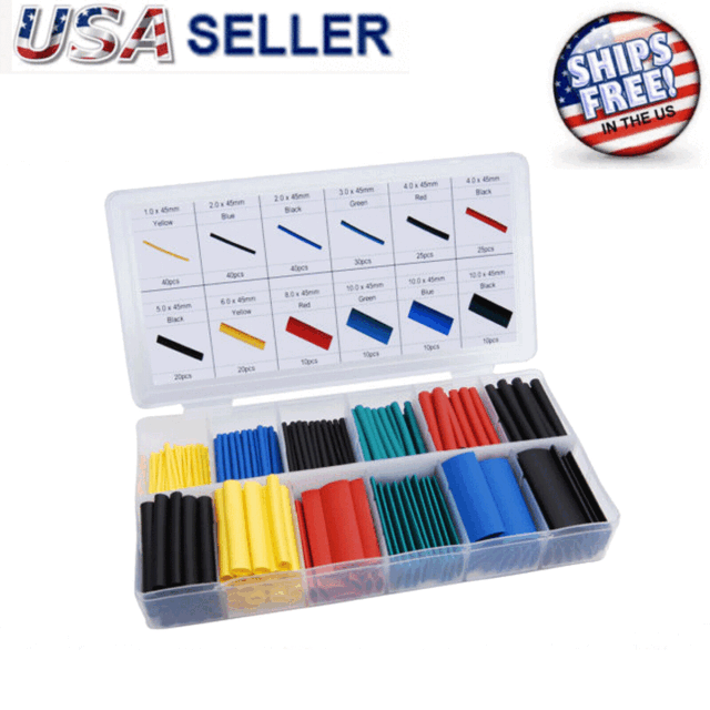 328pcs Cable Heat Shrink Tube Tubing Sleeve Wire Wrap 2:1 Assortment Kit
