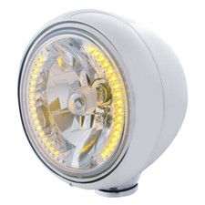 Stainless Guide Headlight H4 Bulb W 34 Amber Led