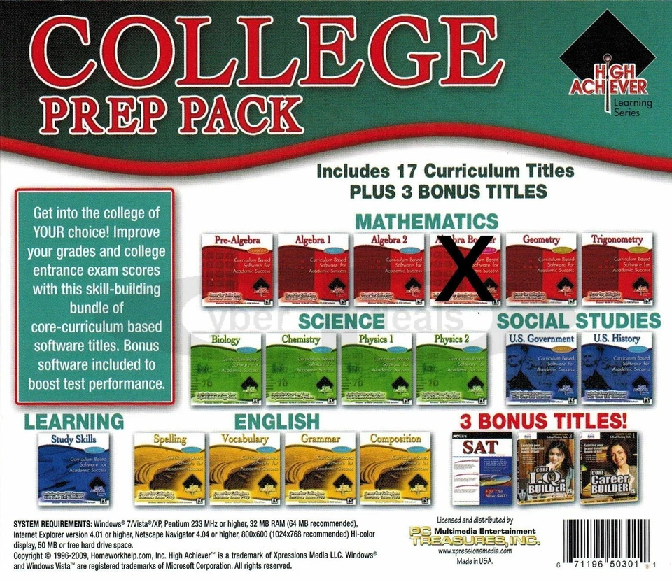 High Achiever College Prep Pack - 16 Programs + Bonuses PC Windows Sealed New - Image 2 of 4