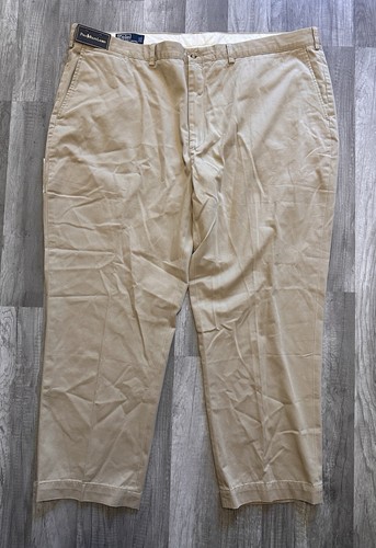 Polo Ralph Lauren Flat Front Preston Chino Pony Pants Khaki Tan Size Big 48B -30