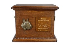 Bull Terrier, Bully - urn for dog ashes, personalized urn with engraving and bas