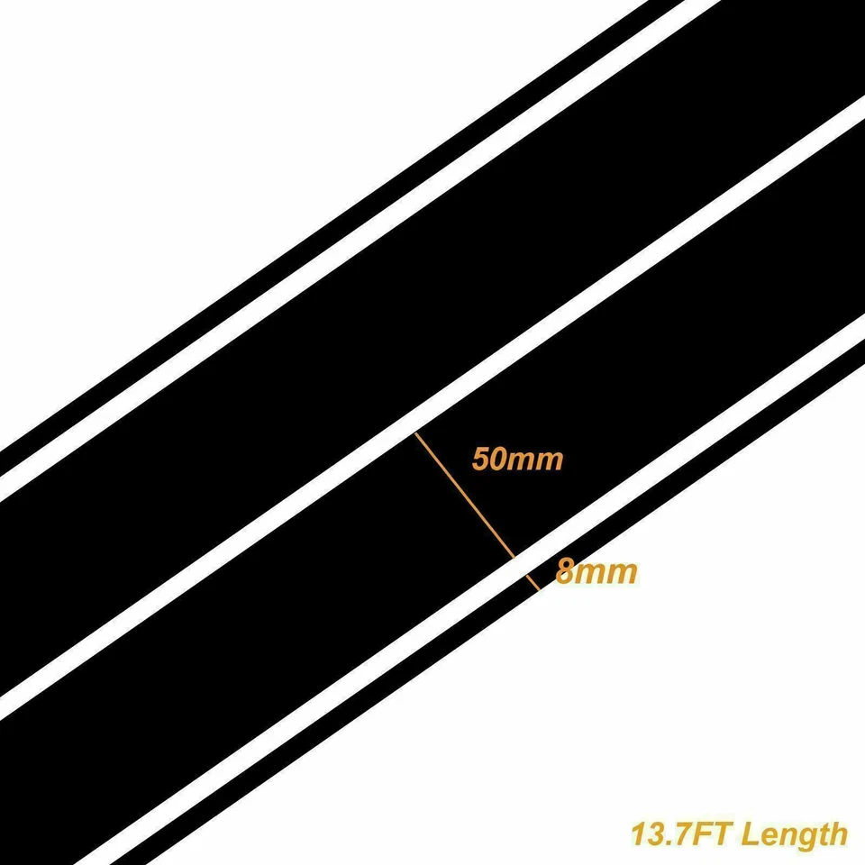 Calcomanía adhesiva negra de carreras de doble rayas ajuste universal para capó techo maletero de automóviles Foto 2 de 4
