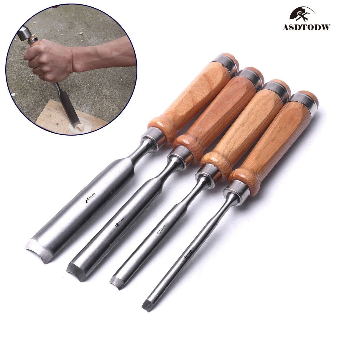 Chisel Set Chrome Vanadium Steel Carpenter Gouge Woodworking Carving Hand  Tools