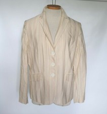 Ann Taylor Cotton Rayon Blend Ivory Womens pearl Button Down Blazer Size 12