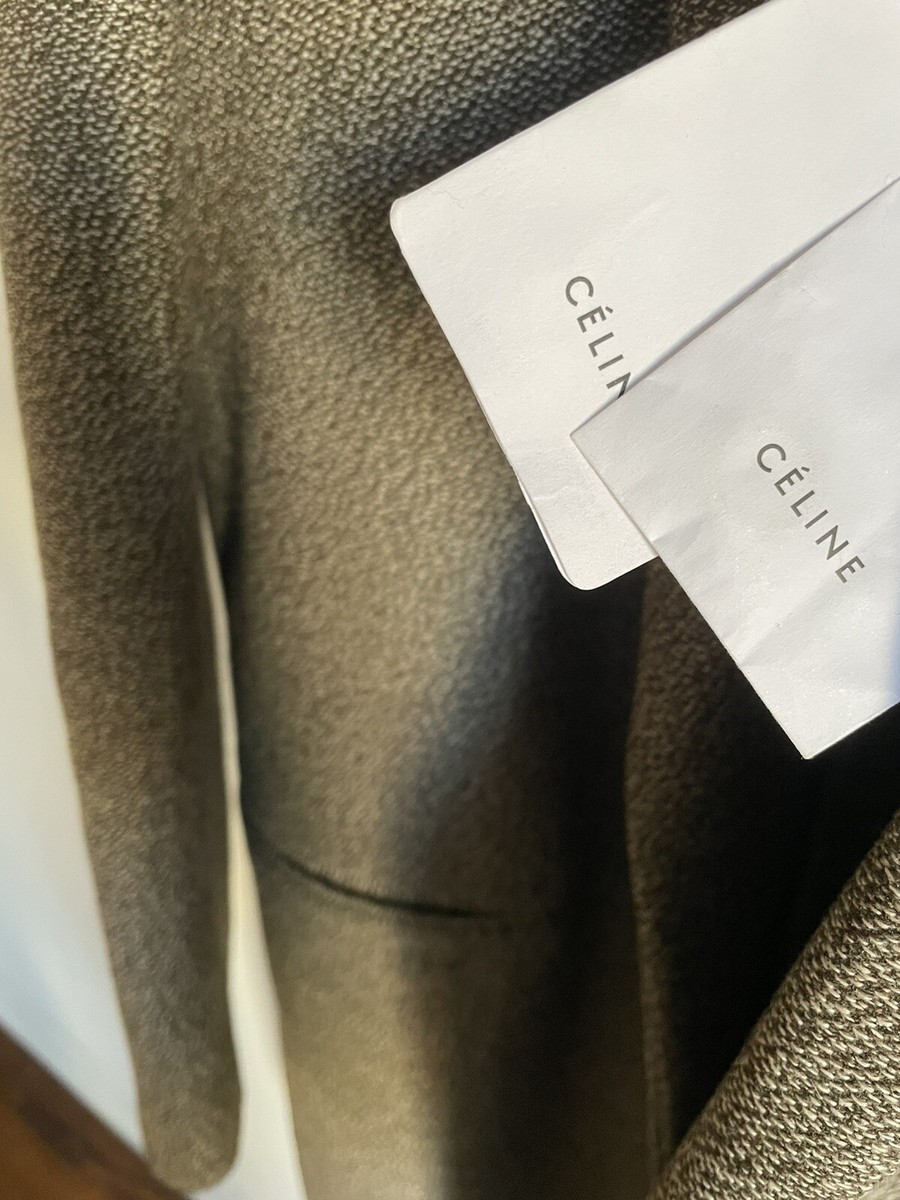 Celine by Phoebe Philo Crombie Coat in Olive/Taupe Melange Celine by Phoebe Philo Crombie Coat in Olive/Taupe Melange