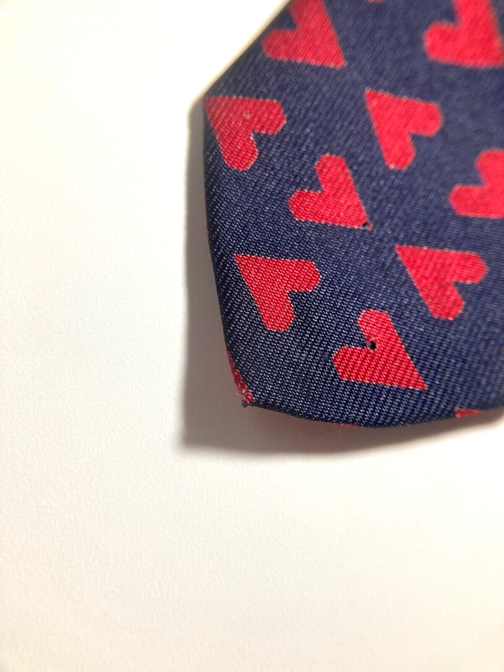 HERMES VINTAGE HEART PATTERN TIE LOVE POP ART LOGO HIGH END FRANCE BLUE