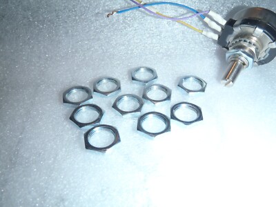 (10) Panel Nuts, 3/8-32, Car Radio/ Bourns Pots, Switchcraft Jacks, Coax Connect