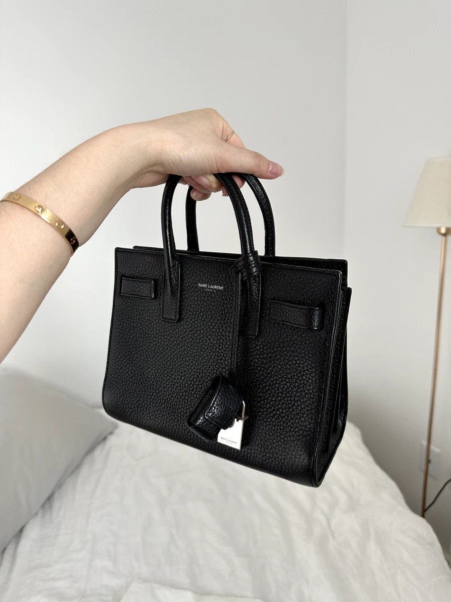 Saint Laurent Sac De Jour Nano Baby Black Leather Bag | Ebay