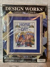 DESIGN WORKS Counted Cross Stitch Kit - "HOME IS WHERE THE CAT IS" 9817 New