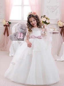 long sleeve lace flower girl dress