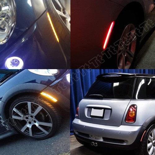 For 2002-08 Mini Cooper R50 R52 R53 Front+ Rear LED Side Marker Lights Smoked 6X - Foto 4 di 12