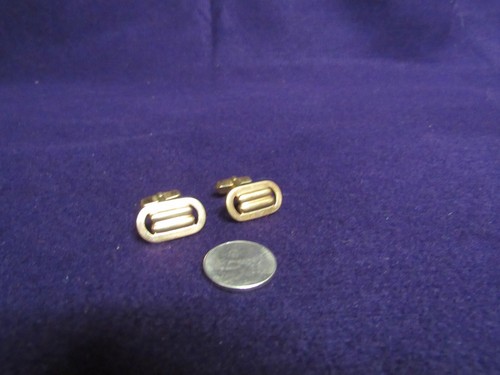 Gemelos Swank CA5 vintage chapados en oro ovalados de dos barras centrales - Imagen 1 de 4