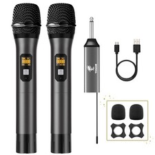 TONOR Wireless Microphone, UHF Dual Cordless Metal Dynamic Mic System