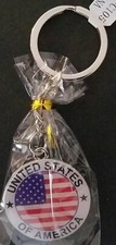 Patriotic United States of America Flag Flags Enamel on Metal Key Chain 1/Pk