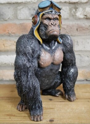 Moody Aviator Gorilla wearing Aviators hat and goggles for indoor and outdoor 