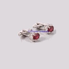 Natural Ruby  CZ Gemstones with 925 Sterling Silver Cufflinks For Men's 9950