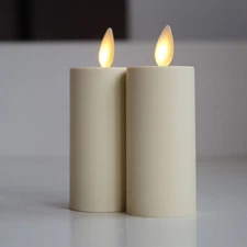 Set of 2 Luminara Flameless Votive LED Candles Moving Flame Ivory with timer