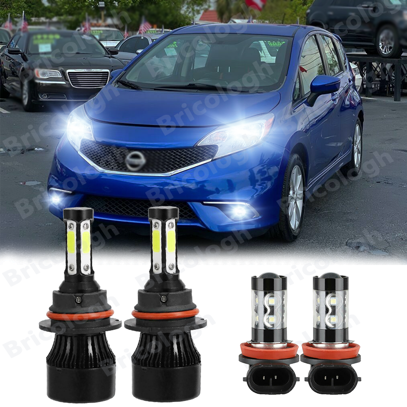 For Nissan Versa Note 2014-2019 4x LED Headlight Fog Light Bulbs