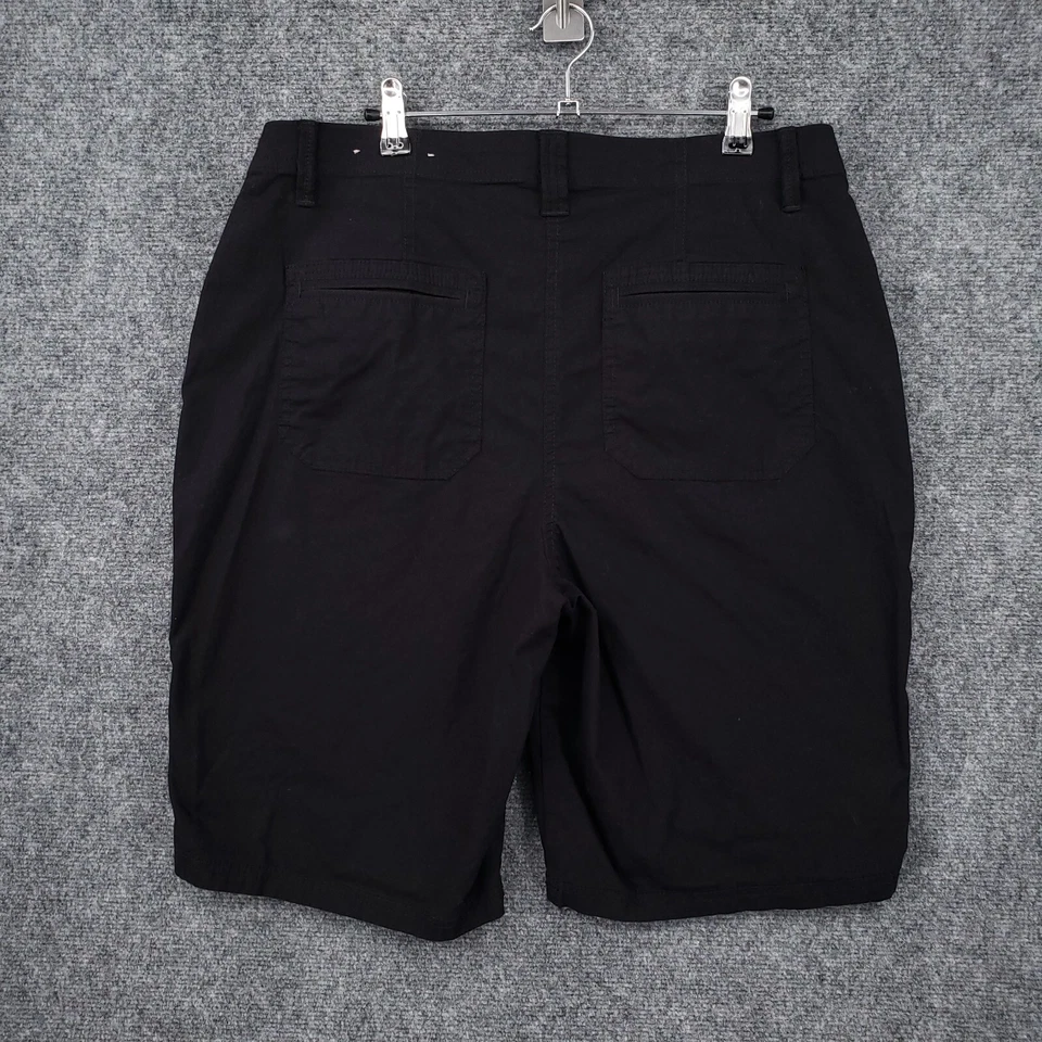 Pantalones Cortos Chicos Para Mujer 2 EE. UU. 12 Negros Tiro Alto Frontal Plano Bolsillos Utilitarios Elastizados Foto 2 de 4