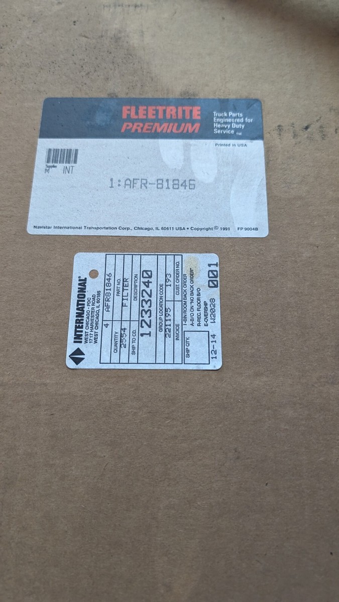 afr-81846 fleetrite International Air filter 1233240 | eBay