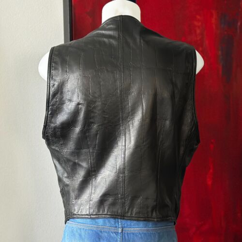 GIANNI VERSACE Black Alligator Embossed Leather Vest size 54, from S/S 1996 - Picture 5 of 15