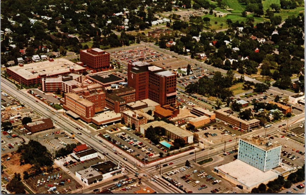 Wichita Kansas Wesley Medical Center Hospital Aerial View Postcard