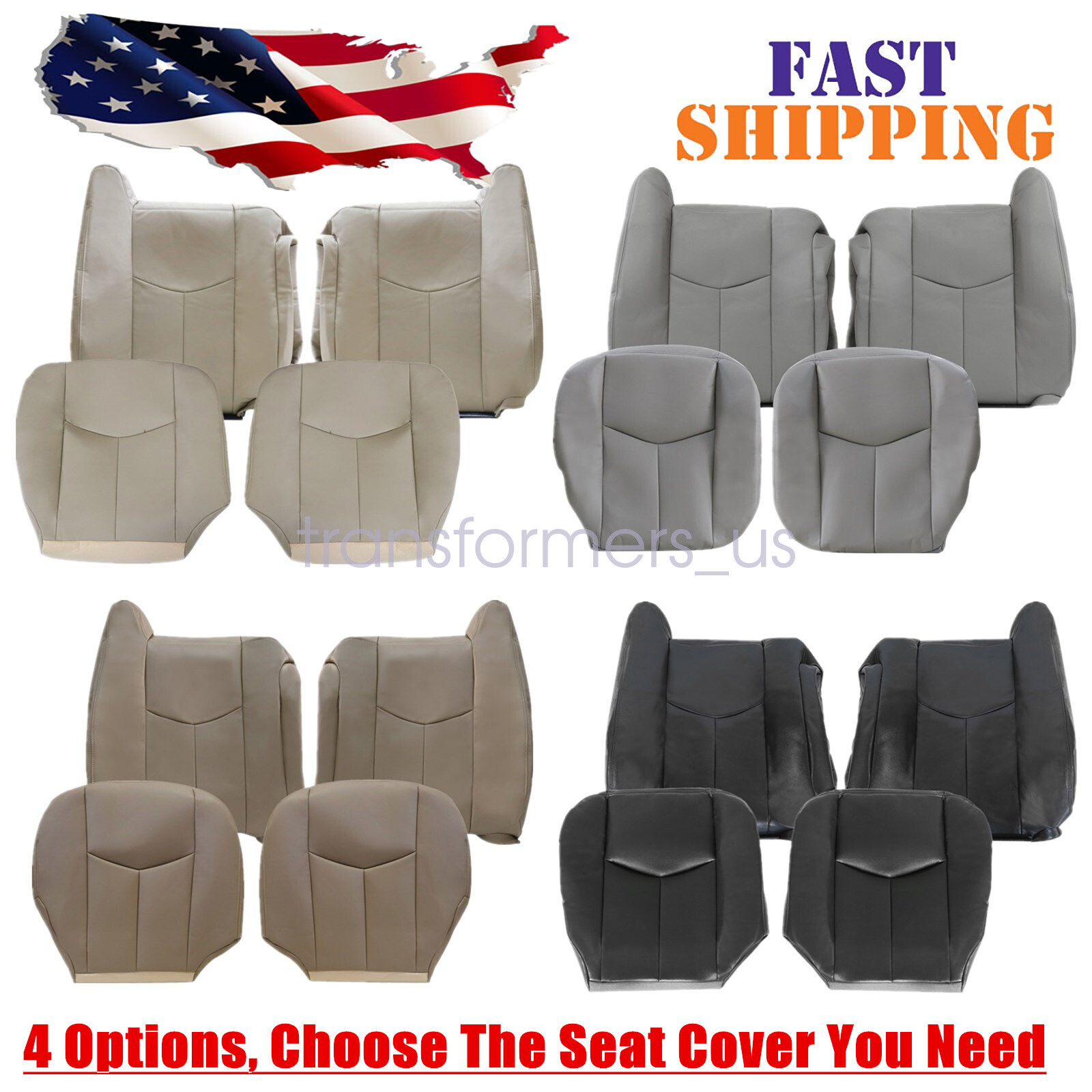 Front Leather Seat Cover For 2003 2004 2005 2006 Chevy Tahoe Suburban GMC Yukon