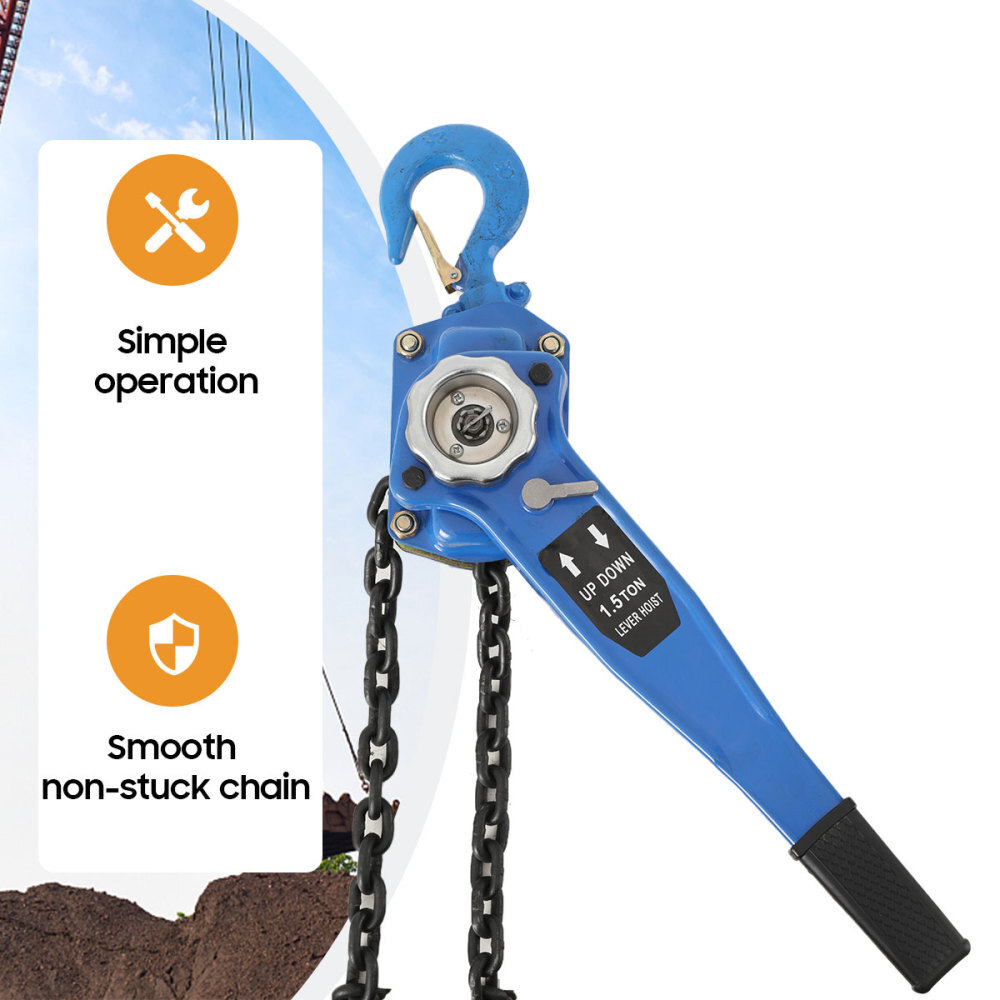 Polipasto de cadena de elevación manual polipasto de trinquete polea de acero de aleación grúa 1500 kg