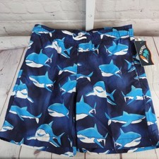 Shark Swimwear Boys Large 10-12 Swim Trunks Surf  Swim Board Shorts NWT