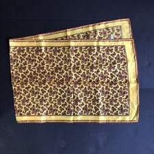 Vintage Japan Yellow Brown Retro Paisley Satin Rectangle Scarf Acetate