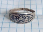 Vintage Beautiful Ring with niello Silver 875 star USSR Women Jewelry size 8.5