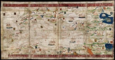 1519 Mediterranean Sea Map Portolan Chart Coastal Nautical Atlas Wall Art Poster