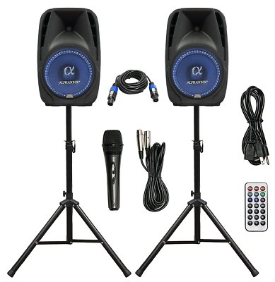 PAIR ALPHASONIK ALL-IN-ONE 10'' POWERED 1000W PRO DJ AMPLIFIED LOUD SPEAKERS