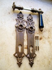 Messing Haust&uuml;rbeschlag Antikladl PZ 92 Langschild Griffe T&uuml;rdr&uuml;cker HRB-2+