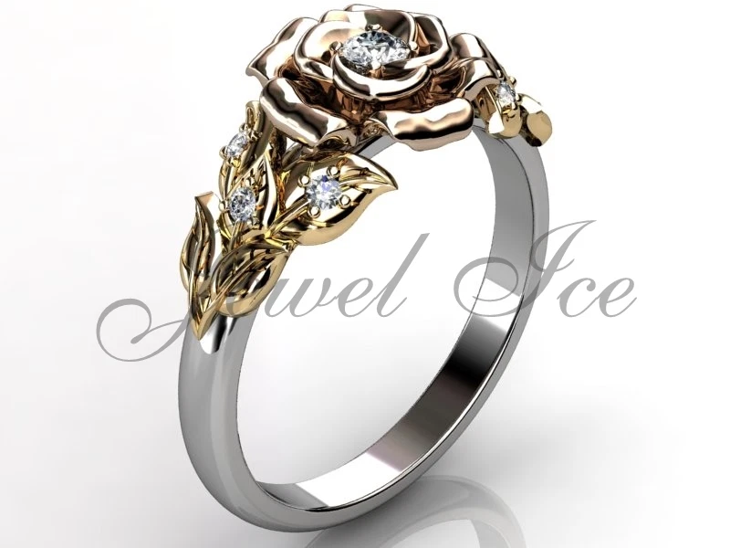 Unique Rose Gold Vine & Diamond Ring