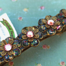 Michal Negrin Hair Clip With Colorful Watermelon Pink Swarovski Crystals NWT Box