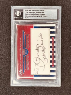 Carmen Basilio Ruben Olivares 2010 Leaf Sports Icons Cut Signature autograph 1/1