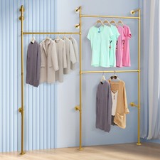 Industrial Pipe 3 Shelves Clothes Organizer Wall-mounted Clothing Display Rack