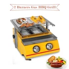 2Burner LPG Gas BBQ Grill Tabletop Somkeless Charbroiler Outdoor Barbeque Cooker