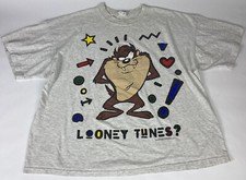 vintage looney tunes tazmanian devil 1994 single stitch shirt Gray Short Sleeve