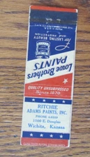 LOWE BROTHERS PAINTS MATCHBOOK MATCHCOVER: RITCHIE ADAMS WICHITA, KANSAS -B23