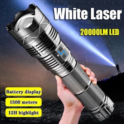 Hochleistungs-weiße-Laser-Taschenlampe,-superheller-LED-Scheinwerfer-Taschenlamp