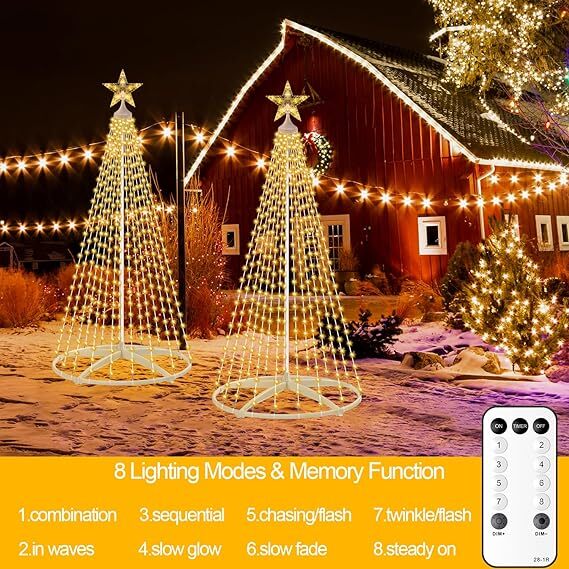 310 LED Lights Show Christmas Tree Cone w/8 Modes Outdoor Xmas Home
