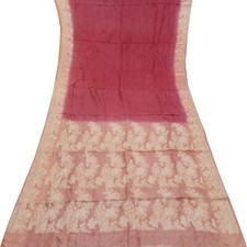 Vintage Burgundy Sarees 100 Pure Silk Woven Indian Sari 5YD Decor Craft Fabric