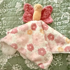 SOFT Dreamgro Pink Butterfly Plush Lovey Floral Baby 13" Security Blanket