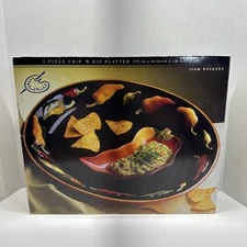 2 Piece Chip ‘n Dip Platter Clay Art La Mesa Hand Painted 